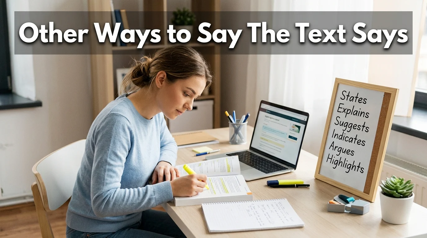other ways to say the text says